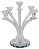 Candelabra: 5 Branch Crystal With Crushed Glass - 14"