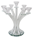 Candelabra: 7 Branch Crystal With Crushed Glass - 14"