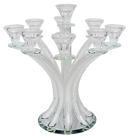 Candelabra: 9 Branch Crystal With Crushed Glass - 14"