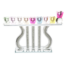 Chanukah Menorah: Crystal With Colored Tops & Stones