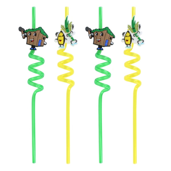 Succos Straws (Set of 4) - Green/Yellow