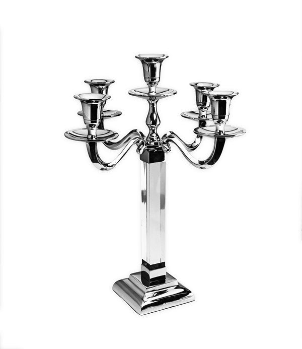 Candelabra: 5 Branch With Lucite Square Base