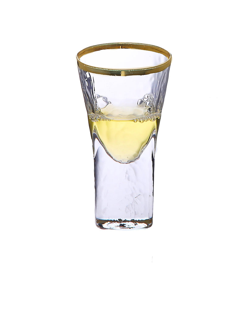 Pebble Glass Liquor Set of 6 - Gold Rim