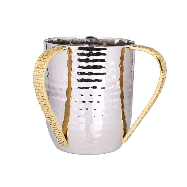 Wash Cup: Stainless Steel & Hammered - Mosaic Handles