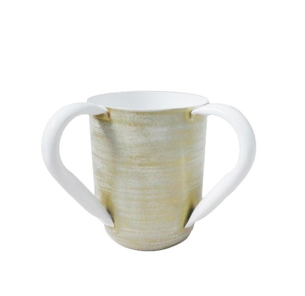 Wash Cup: Ceramic White And Gold