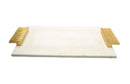 Challah Tray Marble White With Gold Embossed Handles