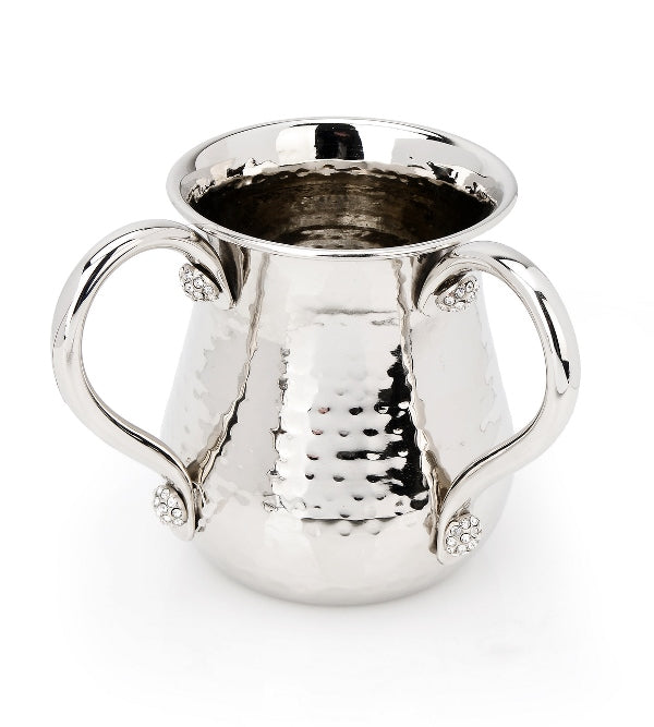 Wash Cup: Hammered With Jeweled - Silver Handle