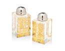 Salt & Pepper Shaker Set: Crystal - Gold Plaque