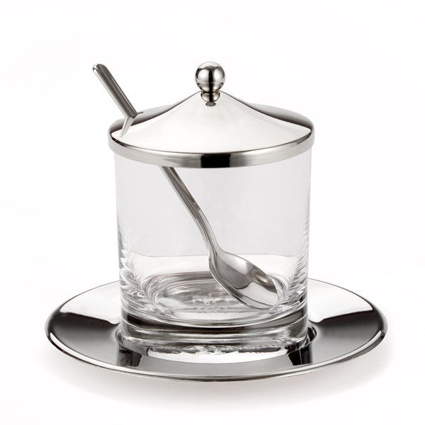 Honey Dish Glass With Spoon & Tray
