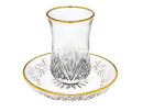 Kiddush Cup & Tray: Crystal Gold Rim