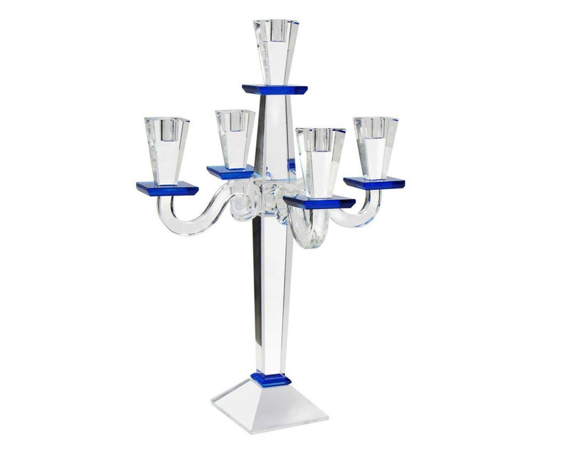 Candelabra: 5 Branch Crystal Blue - 18.3"