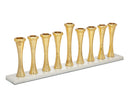 Chanukah Menorah: Gold Aluminum And Marble Base