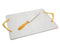 Challah Board & Knife: Gold Beaded Handles - White Marble