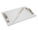 Challah Board & Knife: White Marble Golden Frost