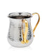Wash Cup: Stainless Steel Hammered With Gold Handles