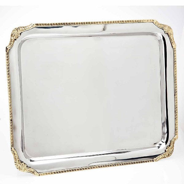 Candlestick Tray: Rectangle Gold Border