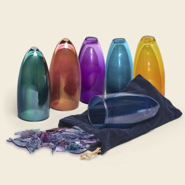 Lustered Wedding Glass With Velvet Bag - Blue