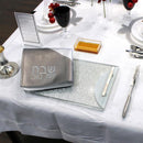 Waterdale Collection: Lucite Challah Board - Moon Design - Silver Shimmer