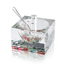 Waterdale Collection: Lucite Colorful Honey Dish With Cover & Metal Spoon Painted By Zelda