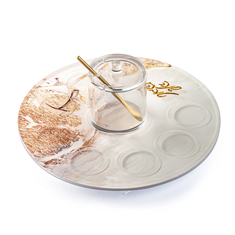 Waterdale Collection: Lucite Gold Simanim Plate Painted By Zelda