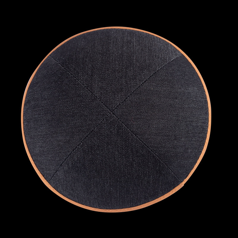 iKippah - Black Denim With Camel Rim Yarmulka