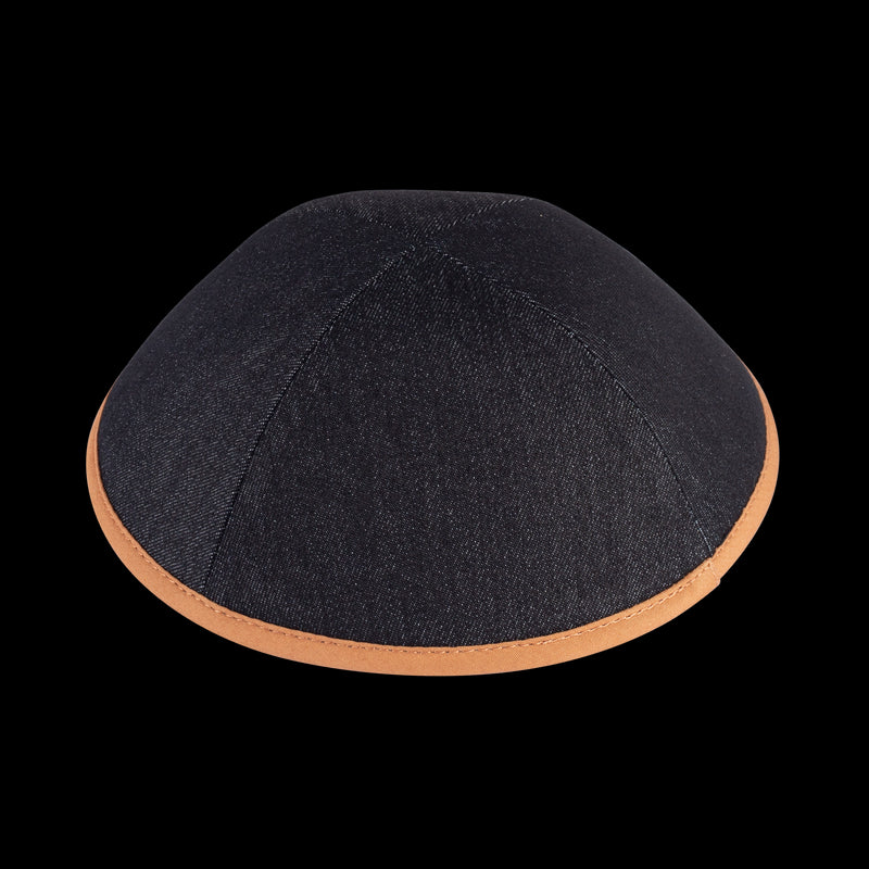 iKippah - Black Denim With Camel Rim Yarmulka