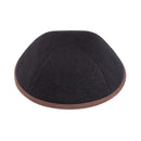 iKippah - Black Linen With Brown Rim Yarmulka