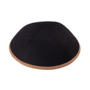 iKippah - Black Linen With Dark Camel Rim Yarmulka