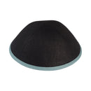 iKippah - Black Linen With Green Rim Yarmulka