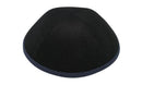 iKippah - Black Linen Grey Rim Yarmulka