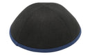 iKippah - Black Linen Navy Rim Yarmulka