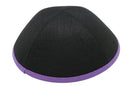 iKippah - Black Linen Purple Rim Yarmulka