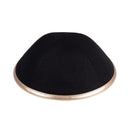 iKippah - Black Linen With Rose Gold Leather Rim Yarmulka