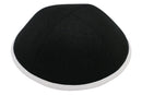 iKippah - Black Linen White Rim Yarmulka