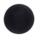 iKippah - Black Linen With Leather Rim Yarmulka