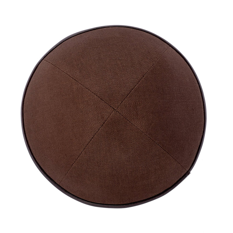 iKippah - Brown Velvet With Leather Rim Yarmulka