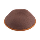 iKippah - Brown Linen With Camel Rim Yarmulka