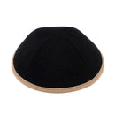 iKippah - Black Wool With Camel Wool Rim Yarmulka