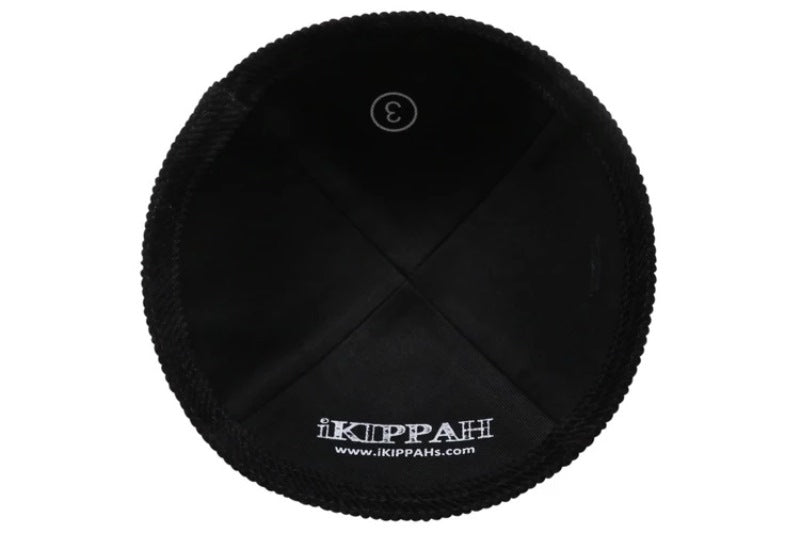 iKippah - Black Corduroy White Stitching Yarmulka