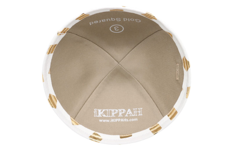 iKippah - Cream & Gold Squared Yarmulka