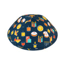 iKippah - Happy Chanukah - Blue Yarmulka