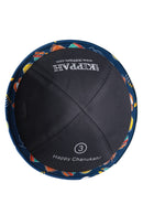 iKippah - Happy Chanukah - Blue Yarmulka