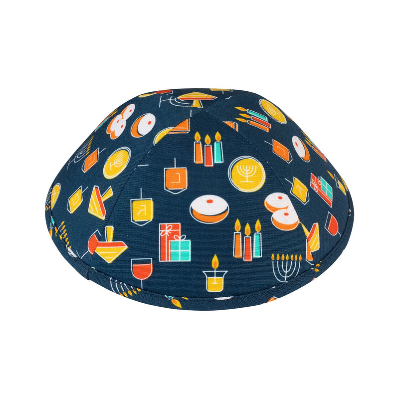 iKippah - Happy Chanukah - Blue Yarmulka