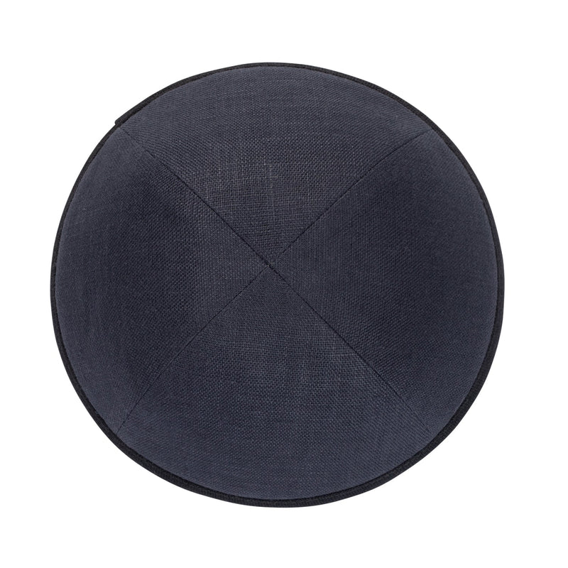 iKippah - Charcoal Linen With Black Rim Yarmulka