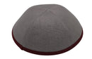 iKippah - Charcoal Linen With Red Rim Yarmulka