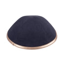 iKippah - Charcoal Linen With Rose Gold Leather Rim Yarmulka