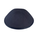 iKippah - Charcoal Linen With Leather Rim Yarmulka