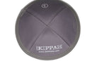 iKippah - Grey Linen With Leather Rim Yarmulka