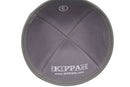 iKippah - Grey Linen With Leather Rim Yarmulka