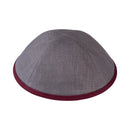 iKippah - Grey Linen With Burgundy Rim Yarmulka